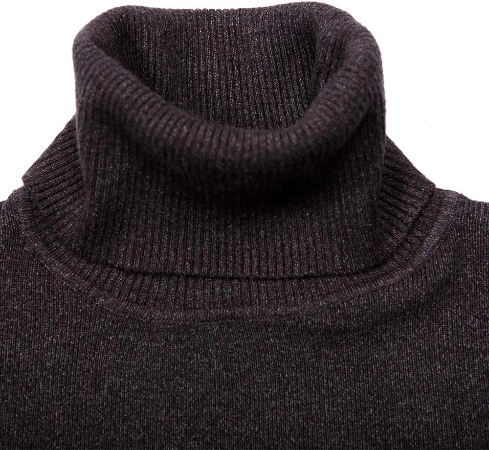 Womens Knee Length Knitted Ribbed Winter Turtleneck Bodycon Sweater Dresses 7628