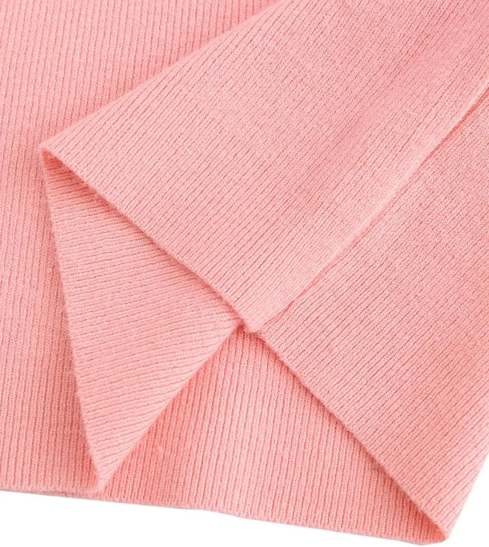 Womens Knee Length Knitted Ribbed Winter Turtleneck Bodycon Sweater Dresses 7628