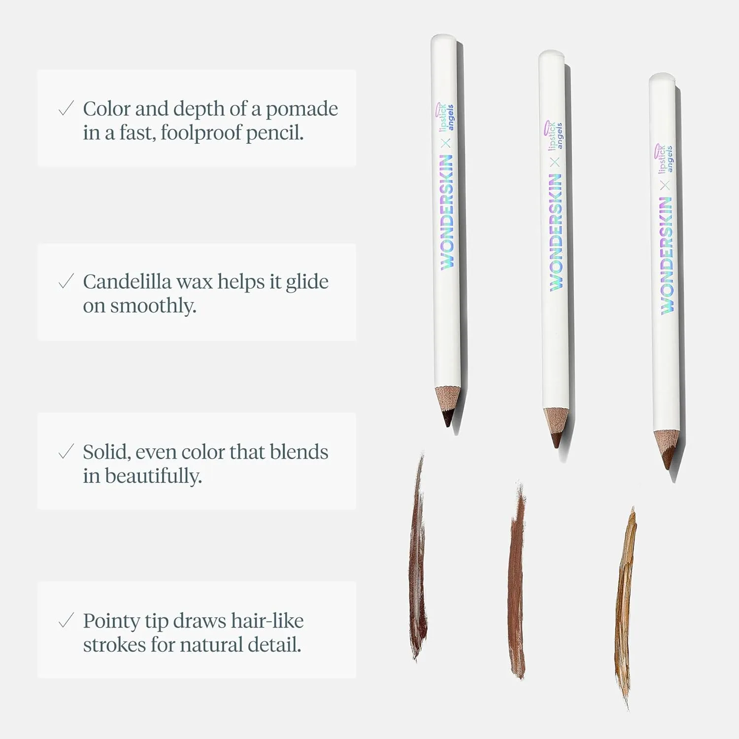WONDERSKIN Eyebrow Pencil - Sharpenable Brow Pencil For Natural Looking Brows, Brown Eye Makeup, Long Lasting Eyebrow Pomade (Dark Brunette)