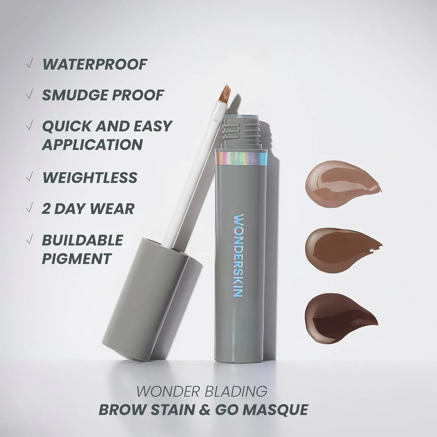 Wonderskin Wonder Blading Brow Stain & Go Masque - Long Lasting Eye Brow Tint, Transfer Proof and Smudge Proof Eyebrow Tint Stain (Dark Brunette)