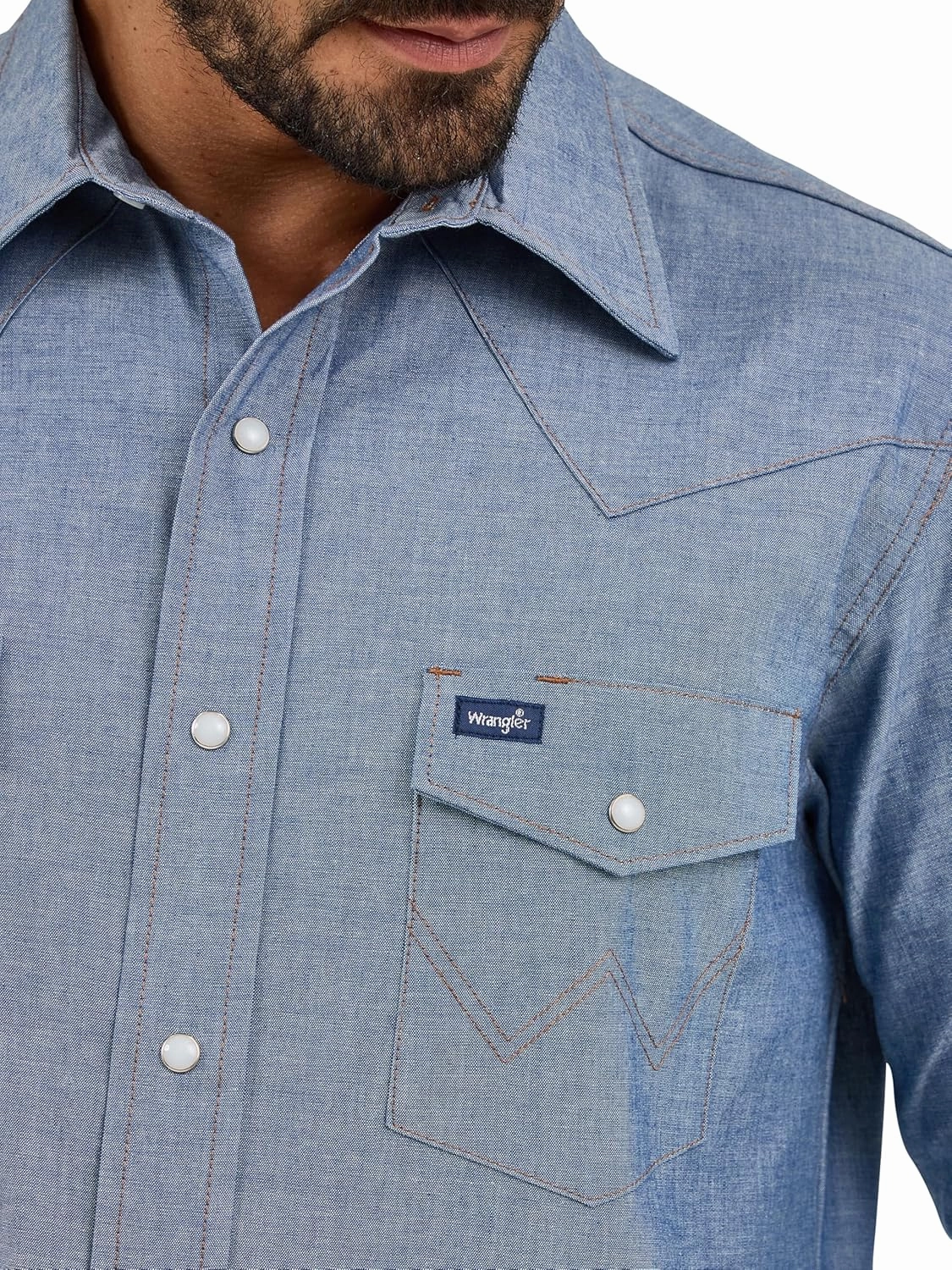 Wrangler Men's Cowboy Cut Western Long Sleeve Snap Work Shirt Firm Finish
