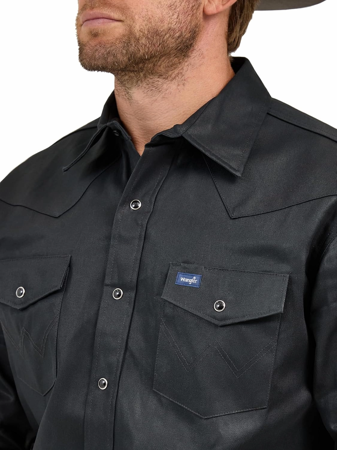 Wrangler Men's Cowboy Cut Western Long Sleeve Snap Work Shirt Firm Finish