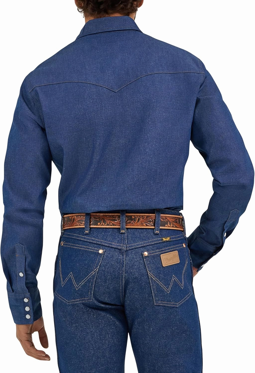 Wrangler Men's Cowboy Cut Western Long Sleeve Snap Work Shirt Firm Finish