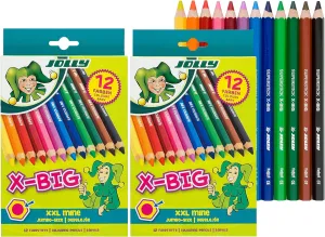 X-Big Jumbo Colored Pencils; Set of 24 (2-pack of 12), Perfect for Special Needs, Art Therapy and Early Learners, Multicolor