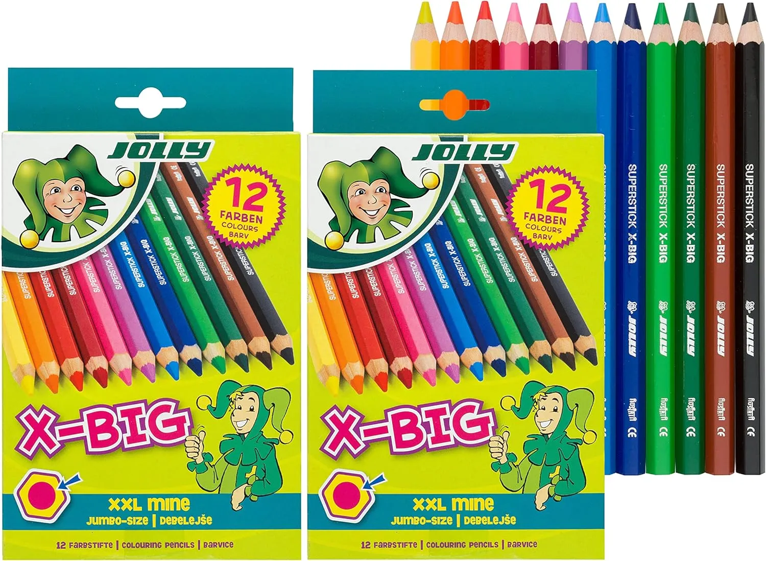 X-Big Jumbo Colored Pencils; Set of 24 (2-pack of 12), Perfect for Special Needs, Art Therapy and Early Learners, Multicolor