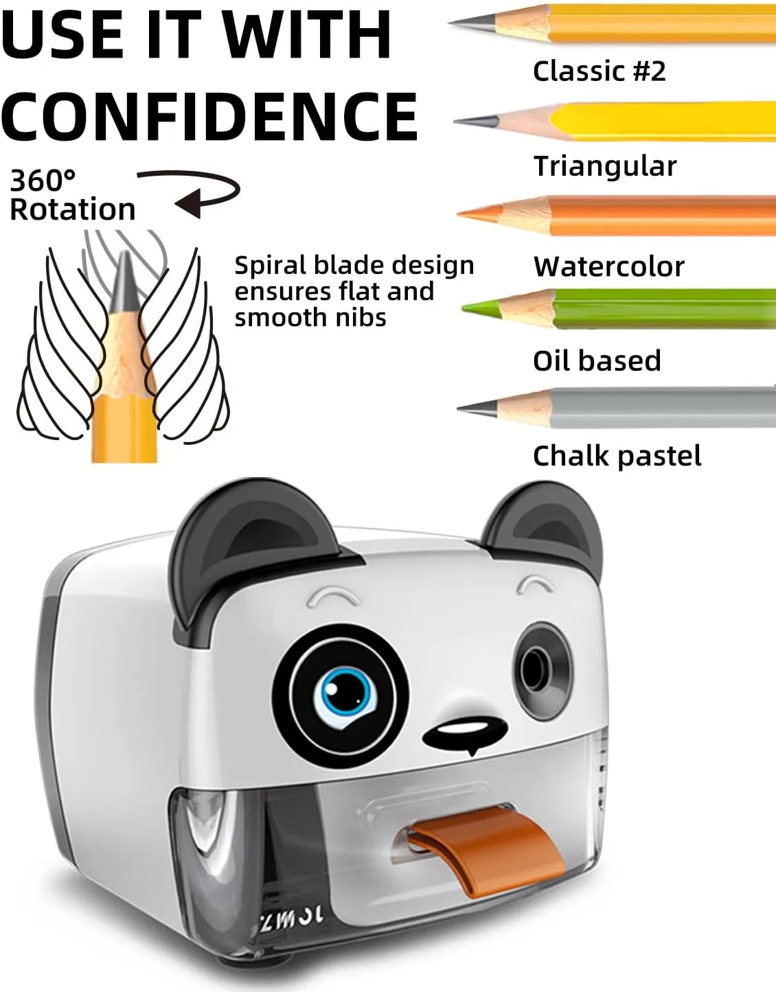 ZMOL Best Heavy Duty Electric Pencil Sharpener for Classroom, Auto-Stop Cute Pencil Sharpener Plug in for Kids for No.2 / Colored Pencil