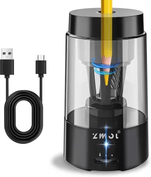 ZMOL Fully Automatic Pencil Sharpener for Classroom, Hands-Free,Electric Colored Pencils Sharpeners, Fast&Super Sharp, Sharpeners USB Operated in, Auto Stop,Suitable for No.2/Office/Home/School